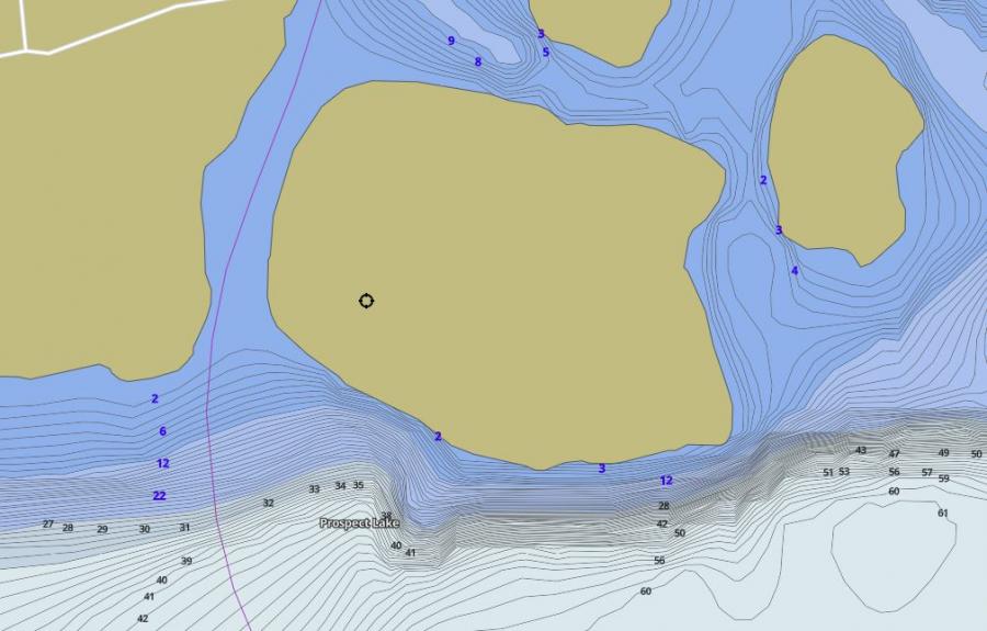 Contour Map of Prospect Lake around Big Island Island