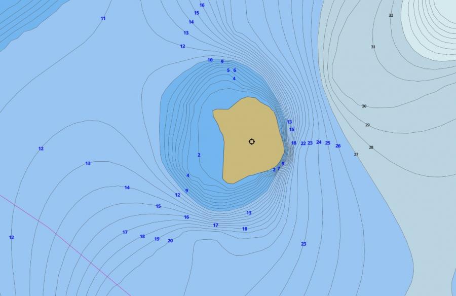 Contour Map of Wood Lake around Evergreen Island