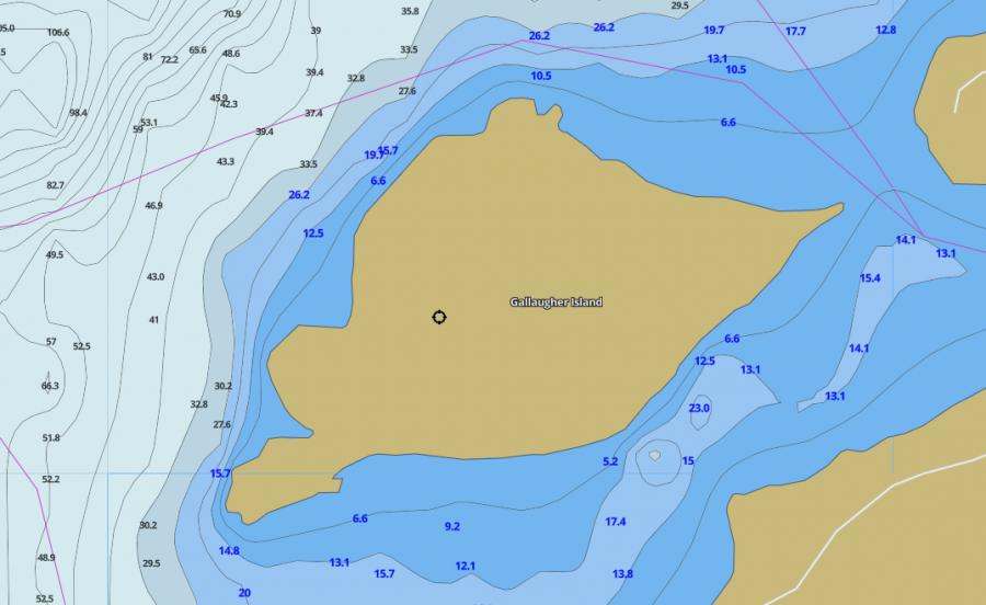 Contour Map of Lake Vernon around Gallaugher Island