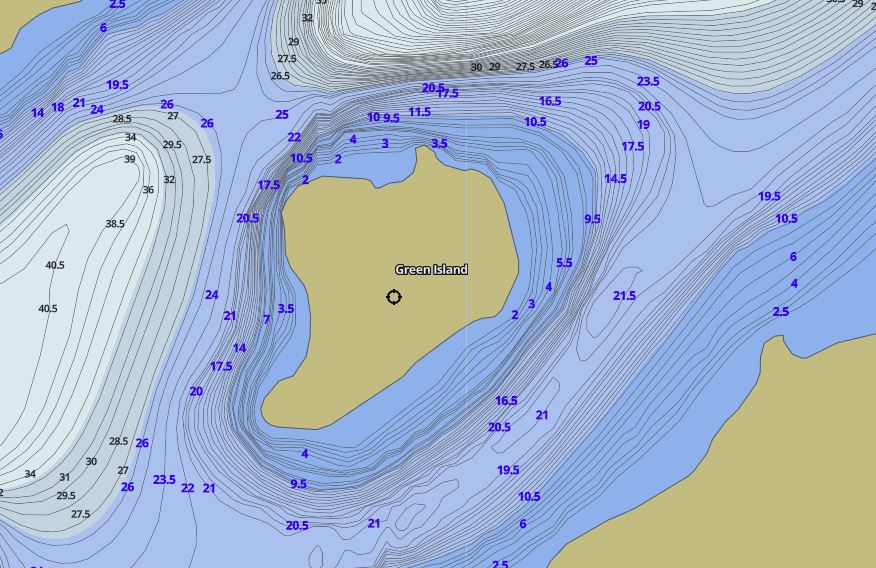 Contour Map of Bigwind Lake around Green Island