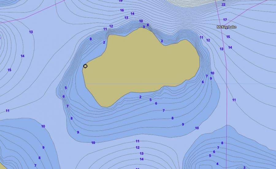 Contour Map of McKay Lake around Lovell Island Island
