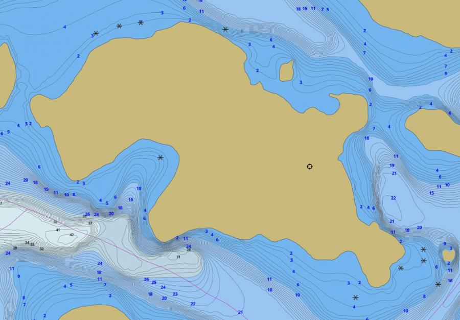 Contour Map of Wood Lake around Macbeth Island Island