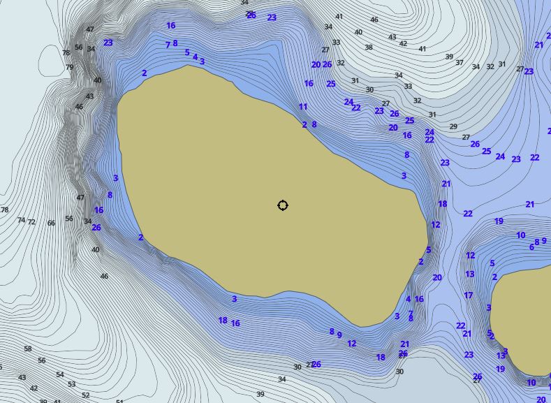 Contour Map of Clear Lake around Mickle Island
