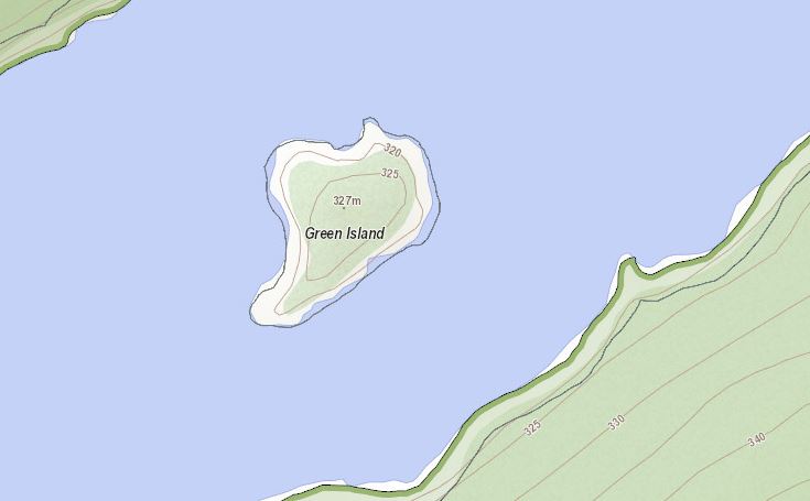 Topographical Map of Green Island